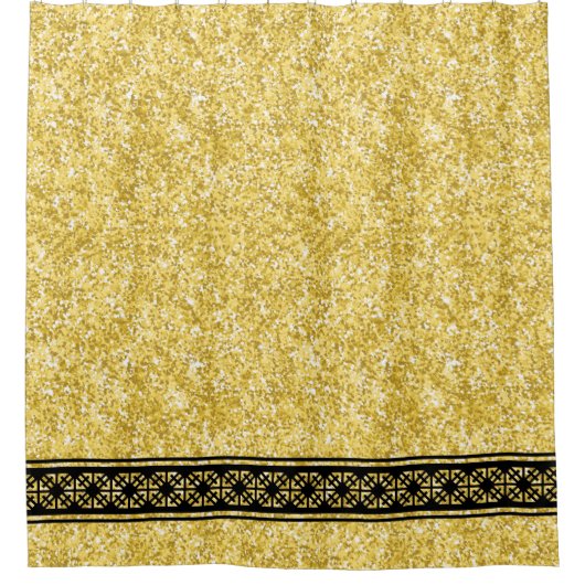 Schwarze Ostgrenze für Gold-Glitzer Duschvorhang (Vorderseite)