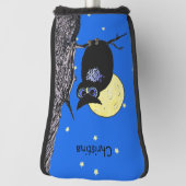 Schwarze Owl blaue Augen in Baummoon Sternen Golf Headcover (Rotieren 90)