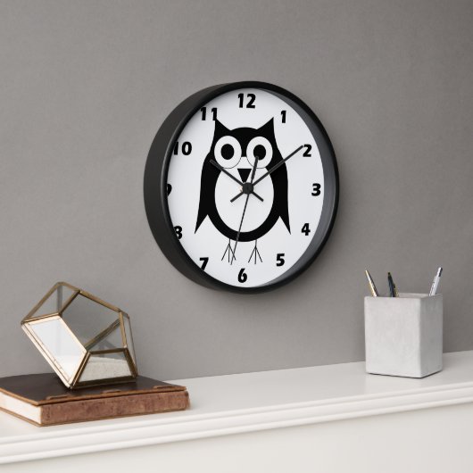Schwarze Owl Design Wall Clock Uhr (Büro)
