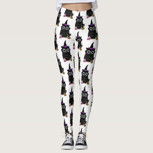 Schwarze Owl Hexe Leggings (Vorderseite)