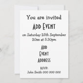 Schwarze Pads drucken jedes beliebige Ereignis aus Einladung (Rückseite)