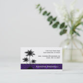 Schwarze Palme-Silhouette mit Lila Visitenkarte (Stehend Vorderseite)