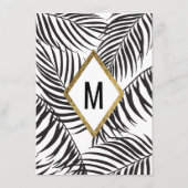 Schwarze Palme-Wedel-Goldgrenzmoderne Hochzeit Menükarte (Rückseite)