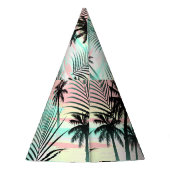 Schwarze Palmen bei Sonnenuntergang Partyhütchen (Rückseite)