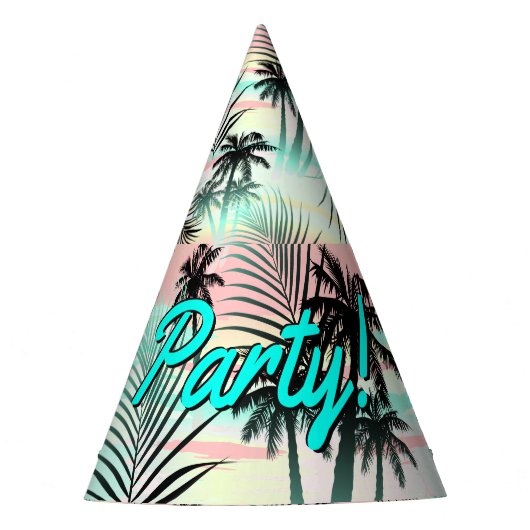 Schwarze Palmen bei Sonnenuntergang Partyhütchen (Vorderseite)