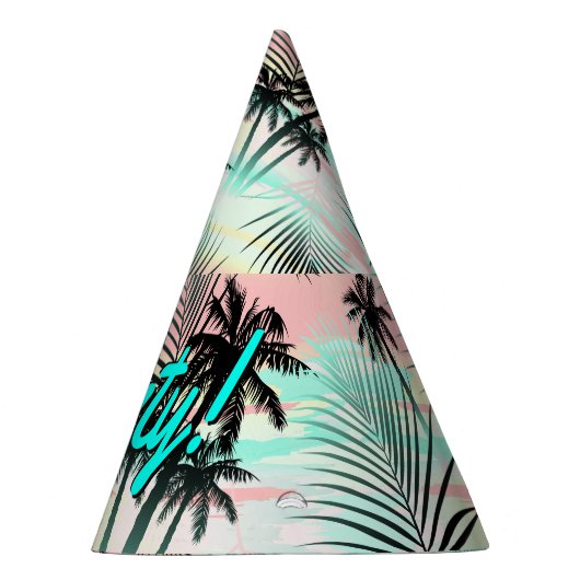 Schwarze Palmen bei Sonnenuntergang Partyhütchen (Rechts)