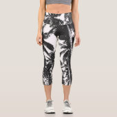Schwarze Palmen Damen Capri Leggings (Vorderseite)