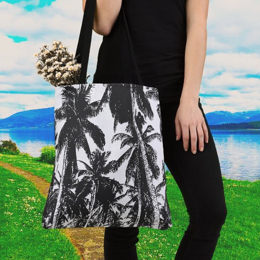 Schwarze Palmen große Schultertasche Tasche