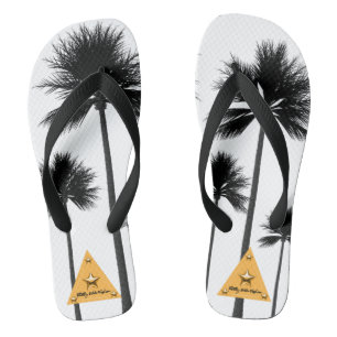 Schwarze Palmenbäume Weiße Flip Flops Badesandalen