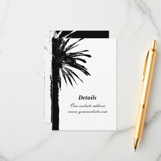 Schwarze Palmenblättern Hochzeit am Strand Begleitkarte (Vorderseite/Rückseite Beispiel)
