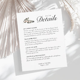 Schwarze Palmwedding-Details-Karte Begleitkarte
