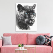 Schwarze Panther-Illustration - Bleistift Zeichnen Leinwanddruck (Insitu (Wohnzimmer))