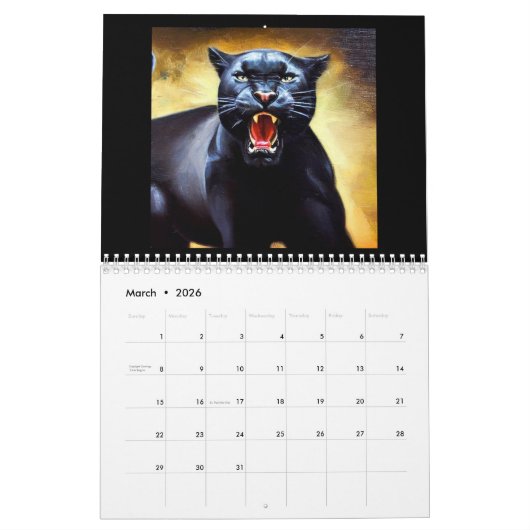 Schwarze Panther Kalender (Mär 2026)
