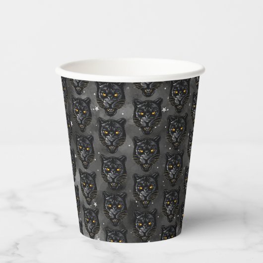 Schwarze Panther-Papierbecher Pappbecher (Vorderseite)