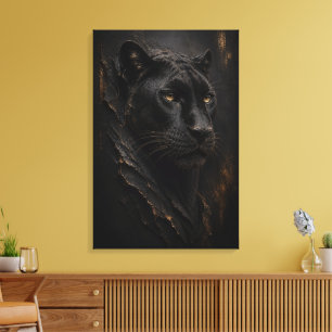 Schwarze Panther-Skulpturale 3D-Luxus-Fine-Art Leinwanddruck