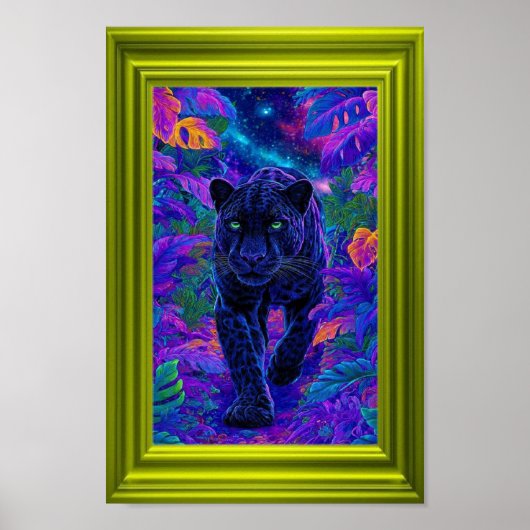 Schwarze Panther-Wandkunst mit lebendigen Farben Poster (Vorne)