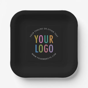 Schwarze Papier-Teller mit individuellem Logo bedr Pappteller