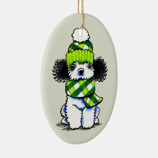 Schwarze Partei Toy Poodle Plädoyer Scarf Keramikornament (Rechts)