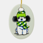 Schwarze Partei Toy Poodle Plädoyer Scarf Keramikornament (Vorne)