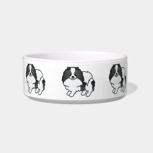Schwarze Parti-Color-Niedlich-Cartoon-Spitz-Hunde Napf