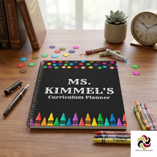 Schwarze Pastell-Crayons-Lehrplan-Lehrer-Planer Notizblock