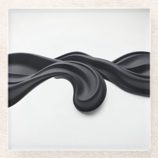 Schwarze Pastellfarbe Glasuntersetzer (Vorderseite)