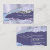 *~* Schwarze Pastellfarben Agate Geode Silver Glit Visitenkarte (Vorne/Hinten)