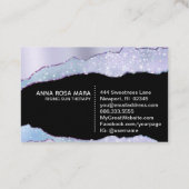 *~* Schwarze Pastellfarben Agate Geode Silver Glit Visitenkarte (Rückseite)