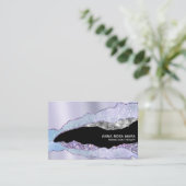 *~* Schwarze Pastellfarben Agate Geode Silver Glit Visitenkarte (Stehend Vorderseite)
