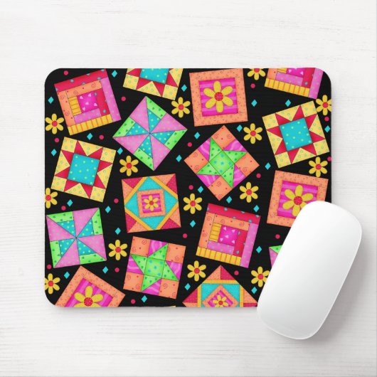 Schwarze Patchwork-Steppdecke blockiert Mousepad (Mit Mouse)