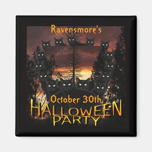 Schwarze Patrouillenkatzen Halloween-Party Magnete Magnet (Vorne)