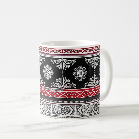 Schwarze Pattern-Tasse Kaffeetasse (VorderseiteRechts)