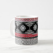 Schwarze Pattern-Tasse Kaffeetasse (Vorderseite Links)