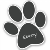 Schwarze Paw Print Custom Cut Vinyl Sticker (Vorderseite)