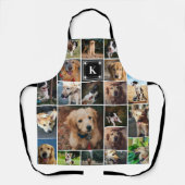 Schwarze Paw Print Monogramm Foto Collage Schürze (Vorderseite)