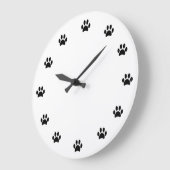 Schwarze Paw-Prints als Zahlen Große Wanduhr (Winkel)