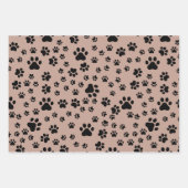 Schwarze Paw-Prints auf antikem Messing Geschenkpapier Set (Vorderseite 2)