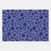 Schwarze Paw-Prints auf blau Geschenkpapier Set (Vorderseite 2)