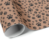 Schwarze Paw-Prints auf braun Geschenkpapier (Rolleneckpunkt)