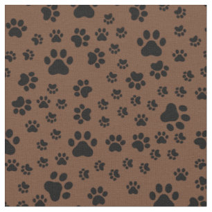 Schwarze Paw-Prints auf braun Stoff