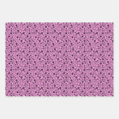 Schwarze Paw Prints auf Bubblegum Pink Geschenkpapier Set (Vorderseite 3)