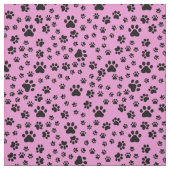 Schwarze Paw Prints auf Bubblegum Pink Stoff (Muster)