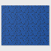 Schwarze Paw Prints auf Cobalt Blue Geschenkpapier (Flach)