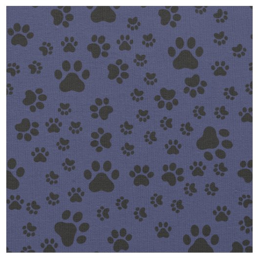 Schwarze Paw-Prints auf dunkelblau Stoff (Nahaufnahme)