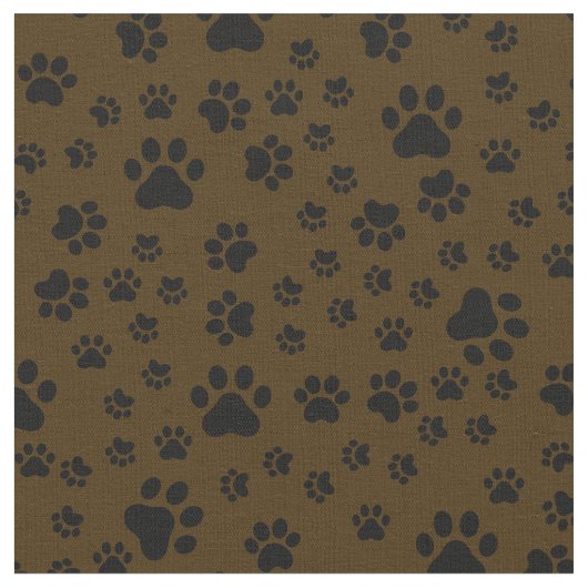 Schwarze Paw-Prints auf Dunkelbraun Stoff (Nahaufnahme)