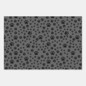 Schwarze Paw-Prints auf dunkelgrau Geschenkpapier Set (Vorderseite 2)