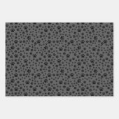 Schwarze Paw-Prints auf dunkelgrau Geschenkpapier Set (Vorderseite)
