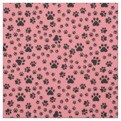 Schwarze Paw-Prints auf Erdbeerrosa Stoff (Muster)