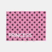 Schwarze Paw Prints auf Girly Pink Personalisiert Fleecedecke (Vorderseite (Horizontal))