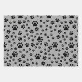 Schwarze Paw Prints auf Grau Geschenkpapier Set (Vorderseite 2)